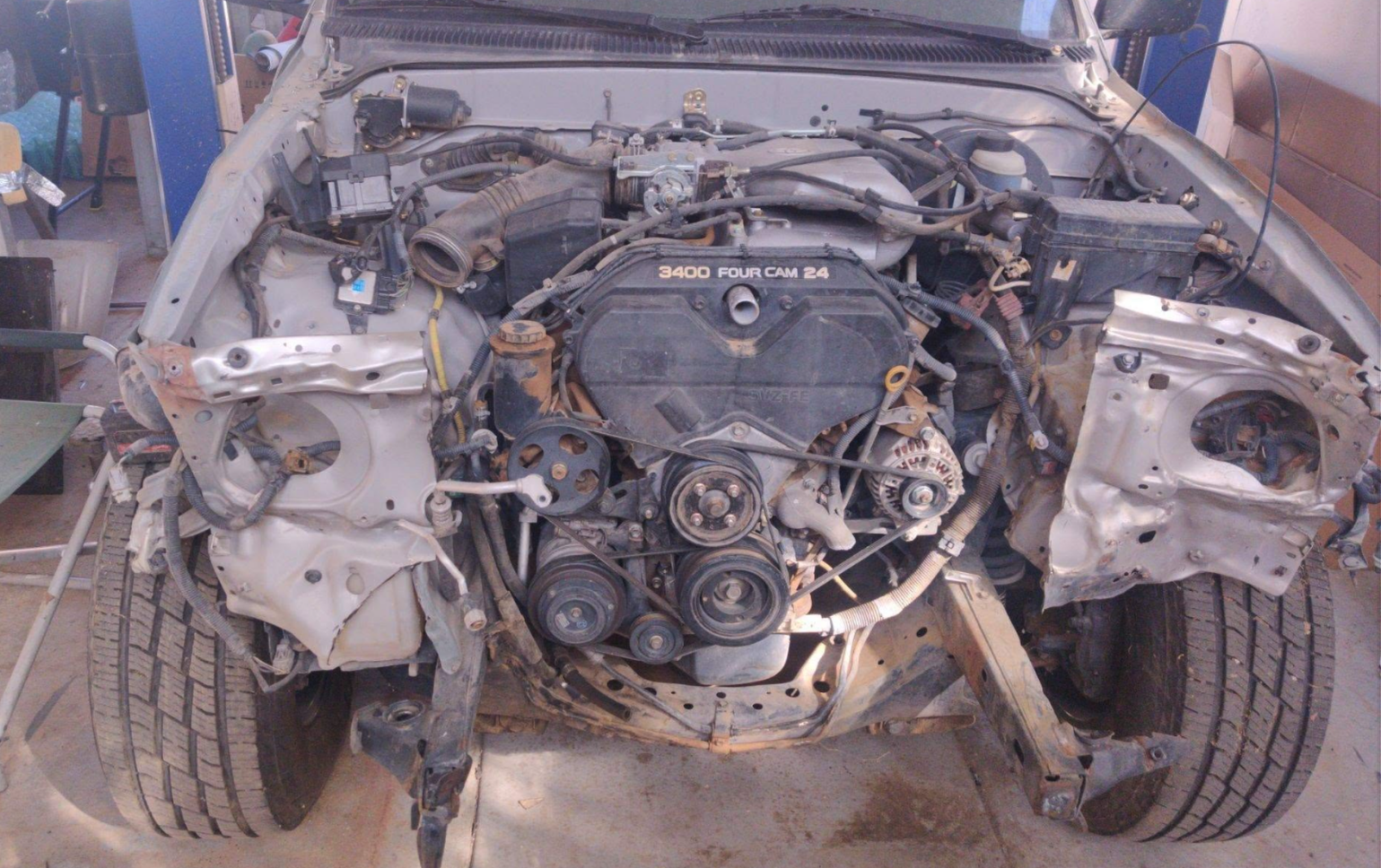 Toyota Tacoma — front clip on, collision damage before repair